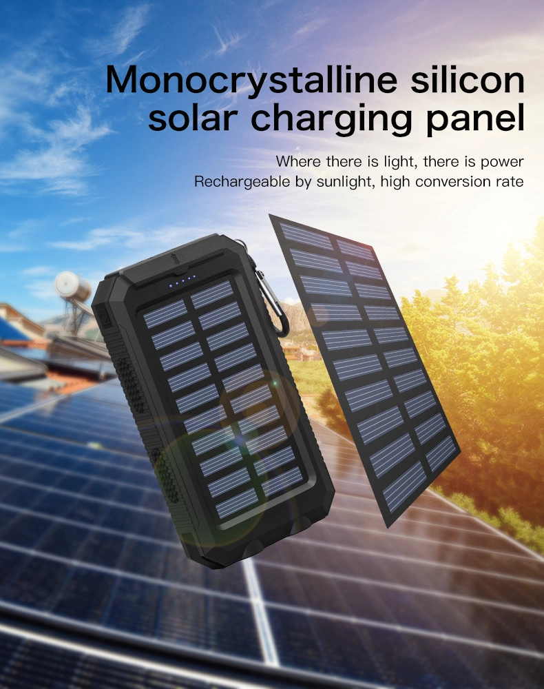 Mietubl Solar Battery 8000mAh Portable Power Bank with LED Light