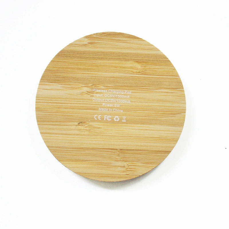 Wholesale Round Bamboo Wood 5W 10W Fast Charging Mobile Phone Wireless Charger