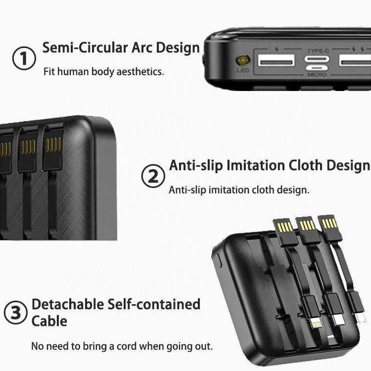 Type C Dual USB Li Polymer Battery Small Power Bank Smart Phone Charger Portable Mini Power Bank 5000mAh