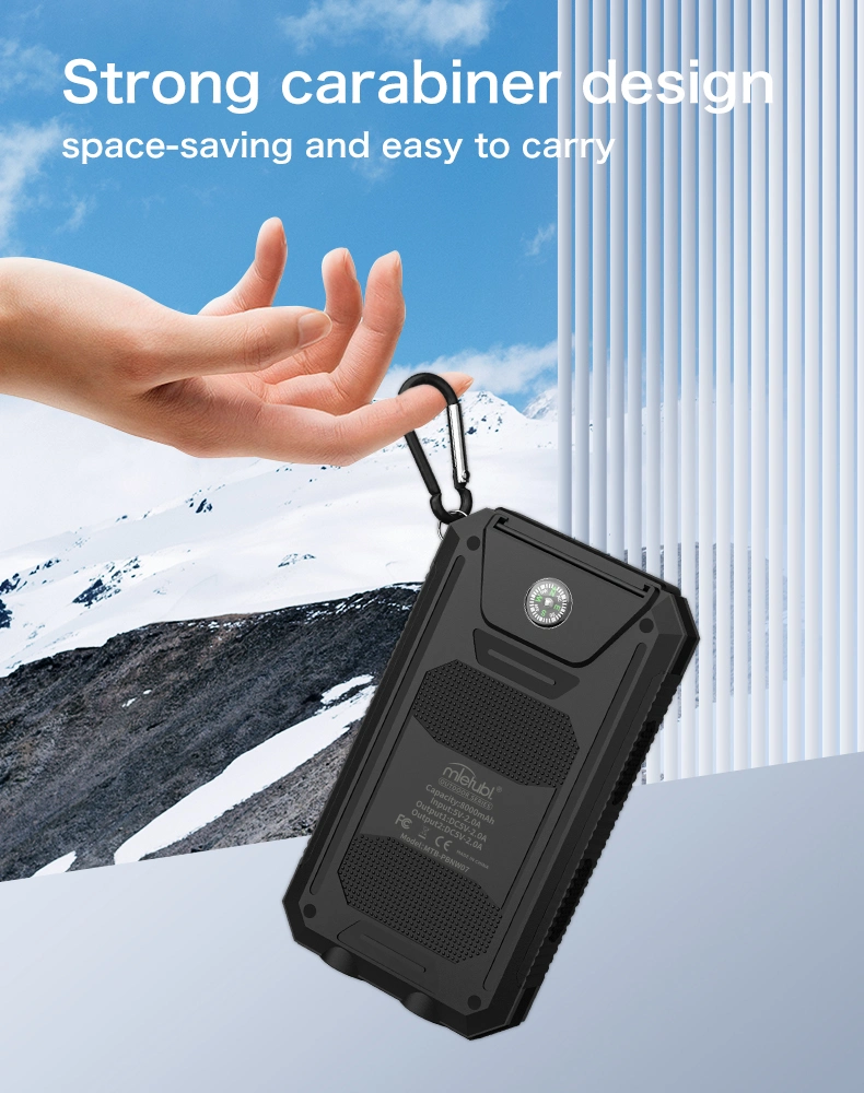 Mietubl Outdoor Waterproof Power Bank 8000mAh Solar Charger Power Bank