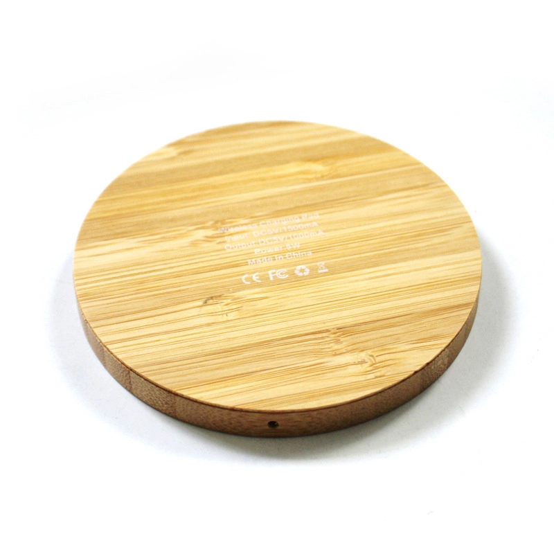 Wholesale Round Bamboo Wood 5W 10W Fast Charging Mobile Phone Wireless Charger