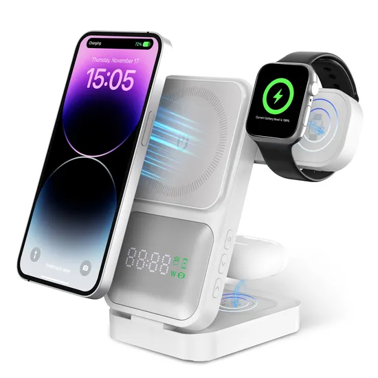 4 en 1 10W Qi Teléfono inalámbrico Reloj Auriculares Cargador